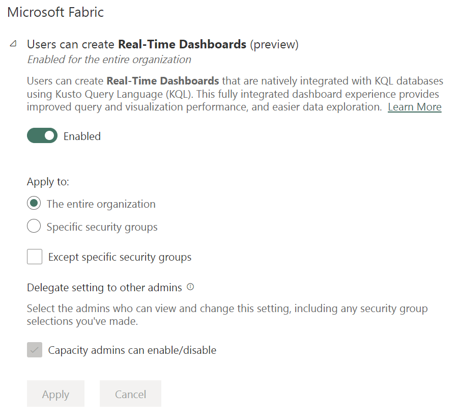 Enable Real-Time Dashboards in Fabric