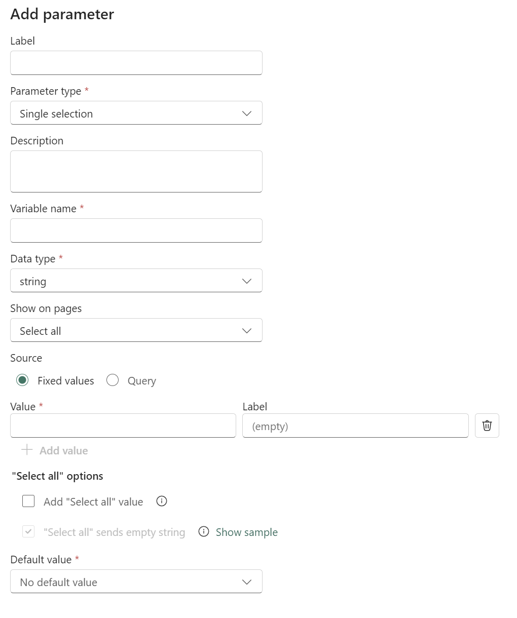 Real-Time Dashboard new parameter