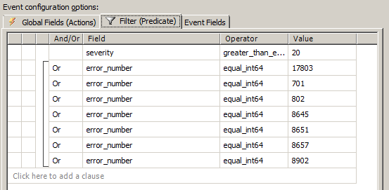 Event configuration