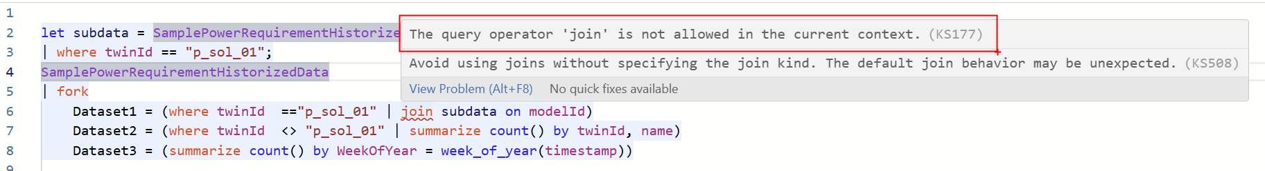 Fork with join not allowed
